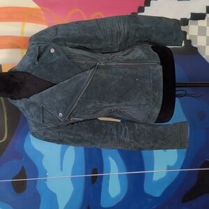 Blank NYC dark teal leather jacket